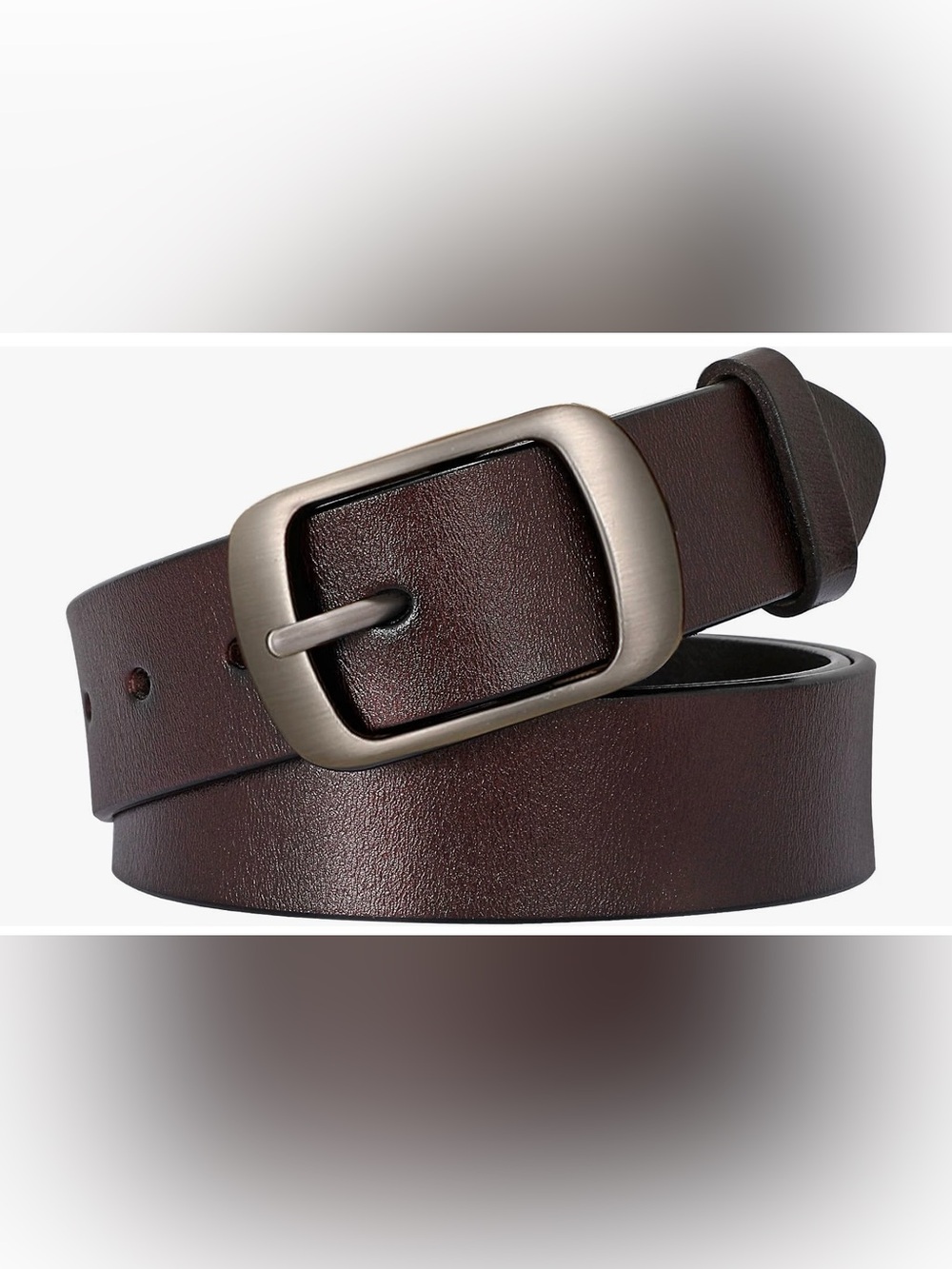 Women's Dark Brown Classic Belt with Brushed Buckle